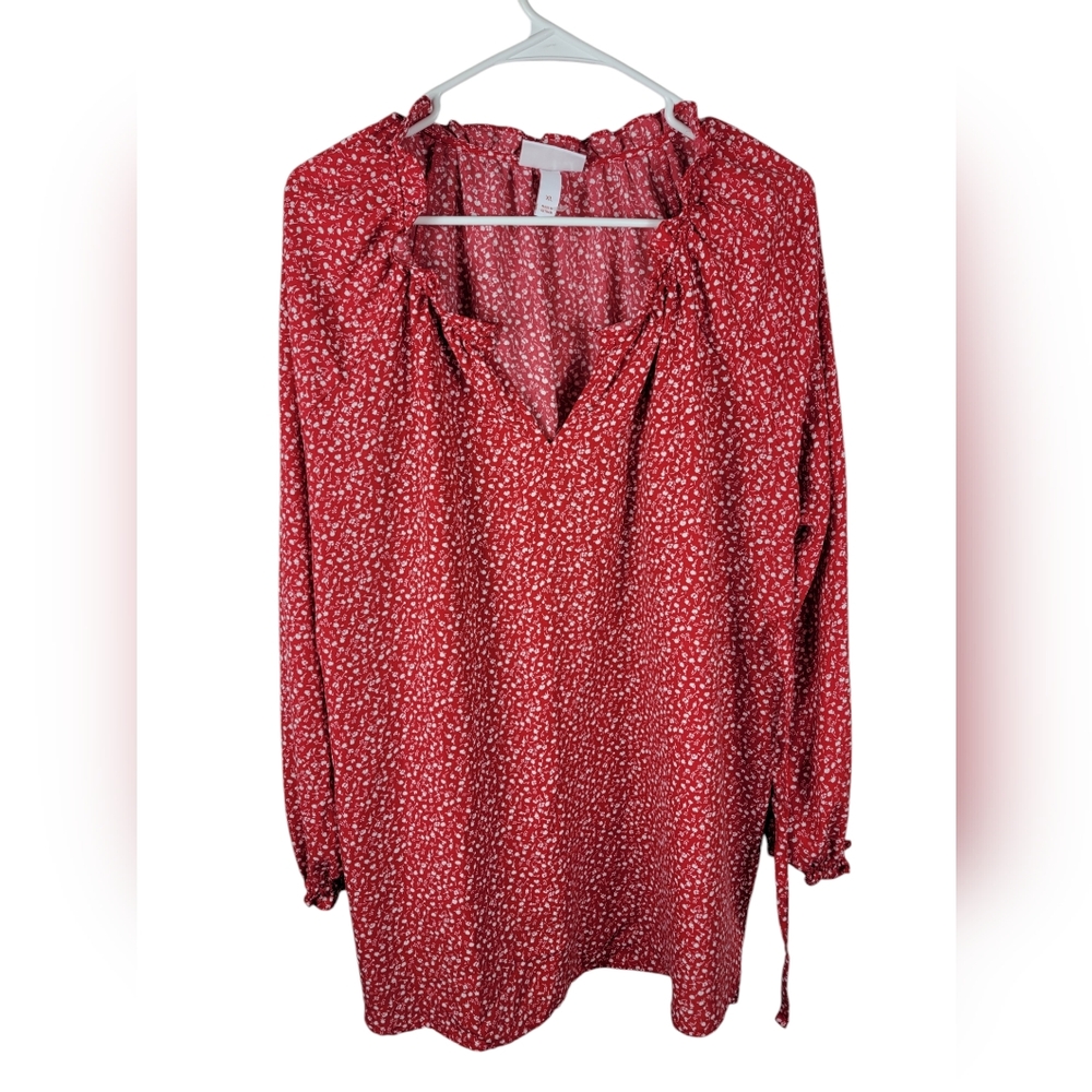 Ingrid and Isabel Red floral peasant hippie blouse maternity XL